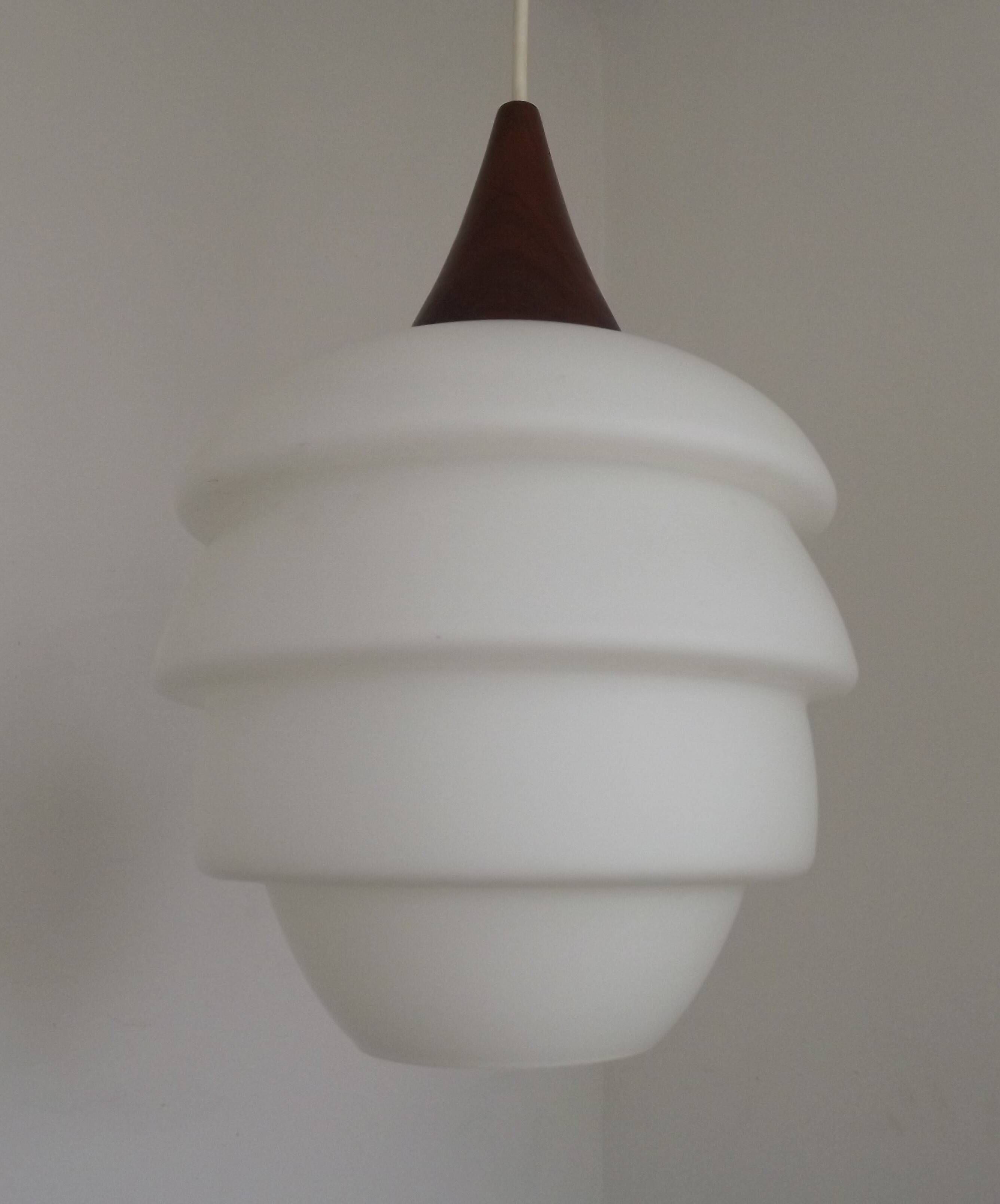 French Vintage Retro Ceiling Light 1960s/70s White Glass Tiered Shade 5589