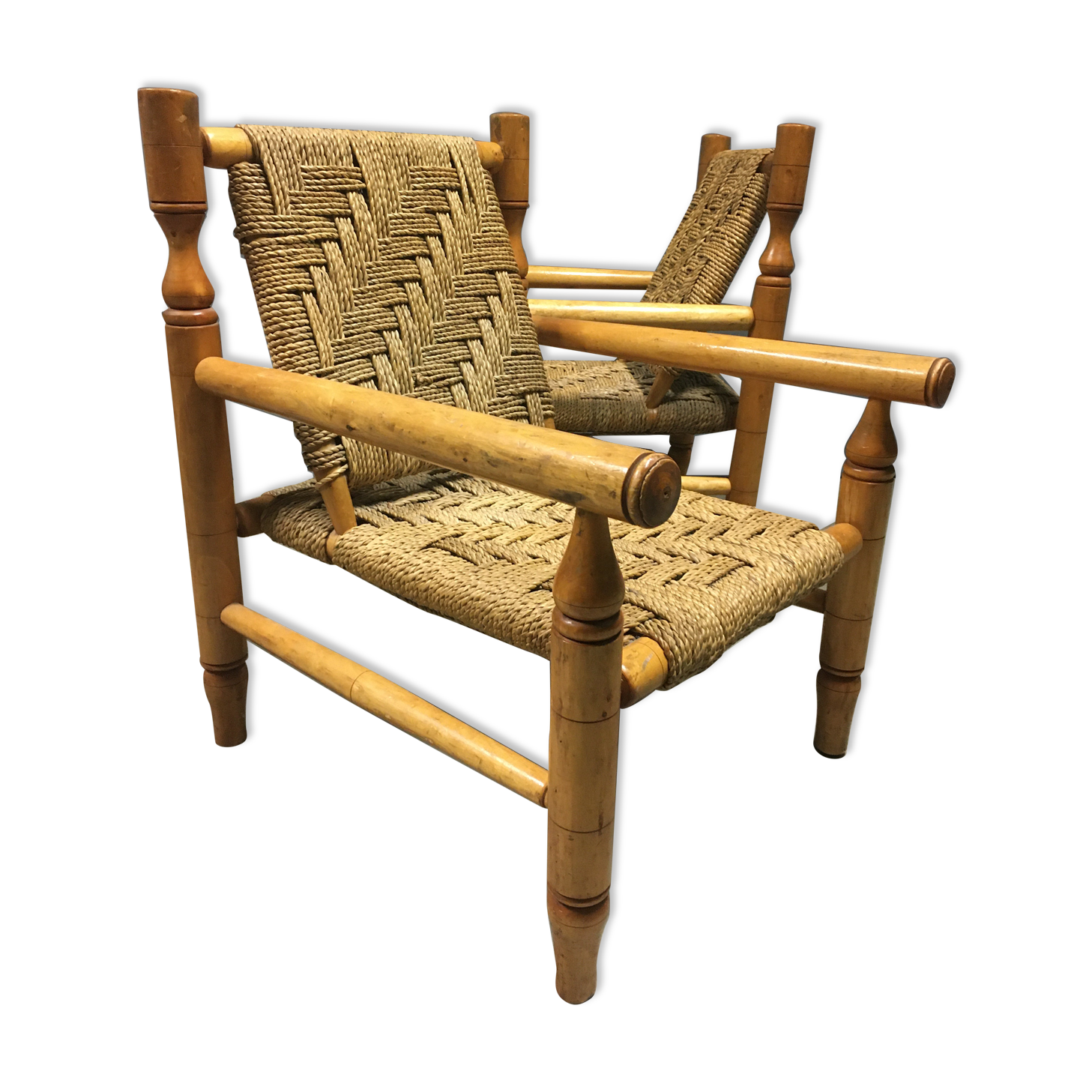 2 x Abaca French rope armchairs
