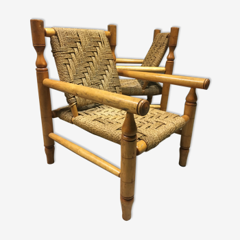 2 fauteuils abaca Français corde