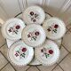Set of 6 flat flower plates Badonviller 30s