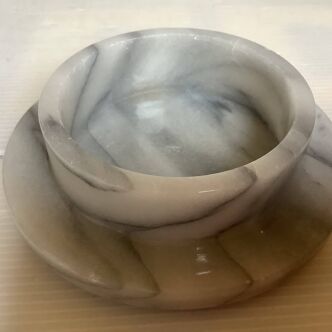 Grey and white marble ring holder tray