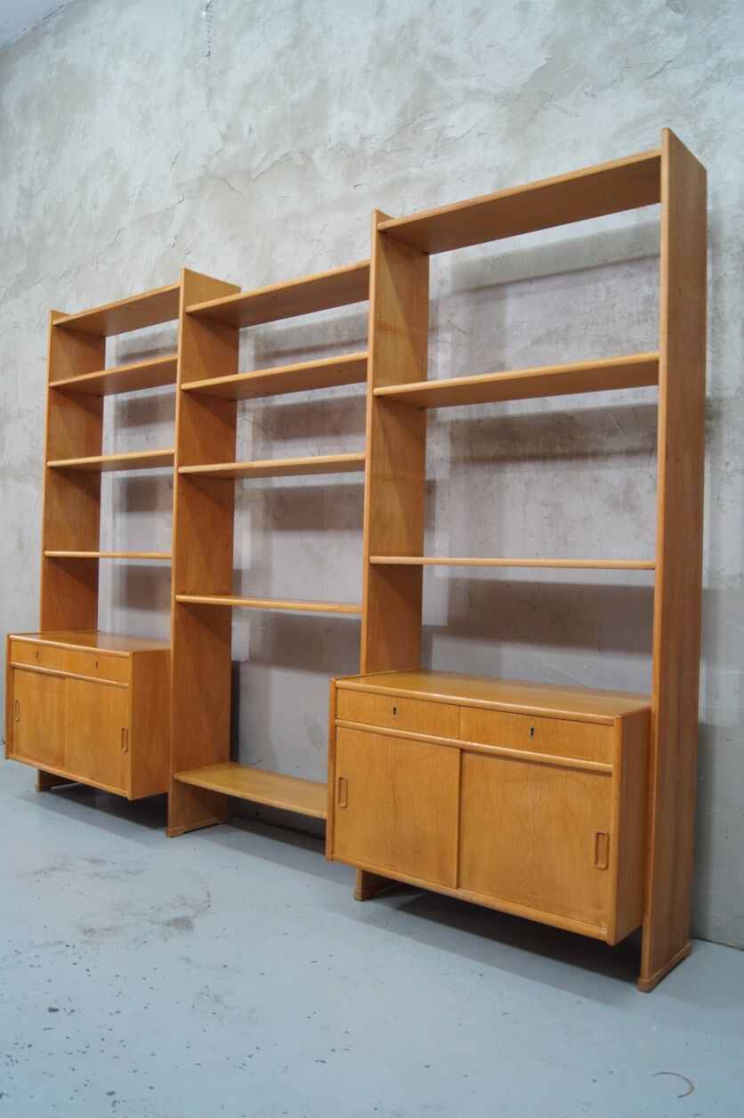 Scandinavian oak modular wall unit, 1960s