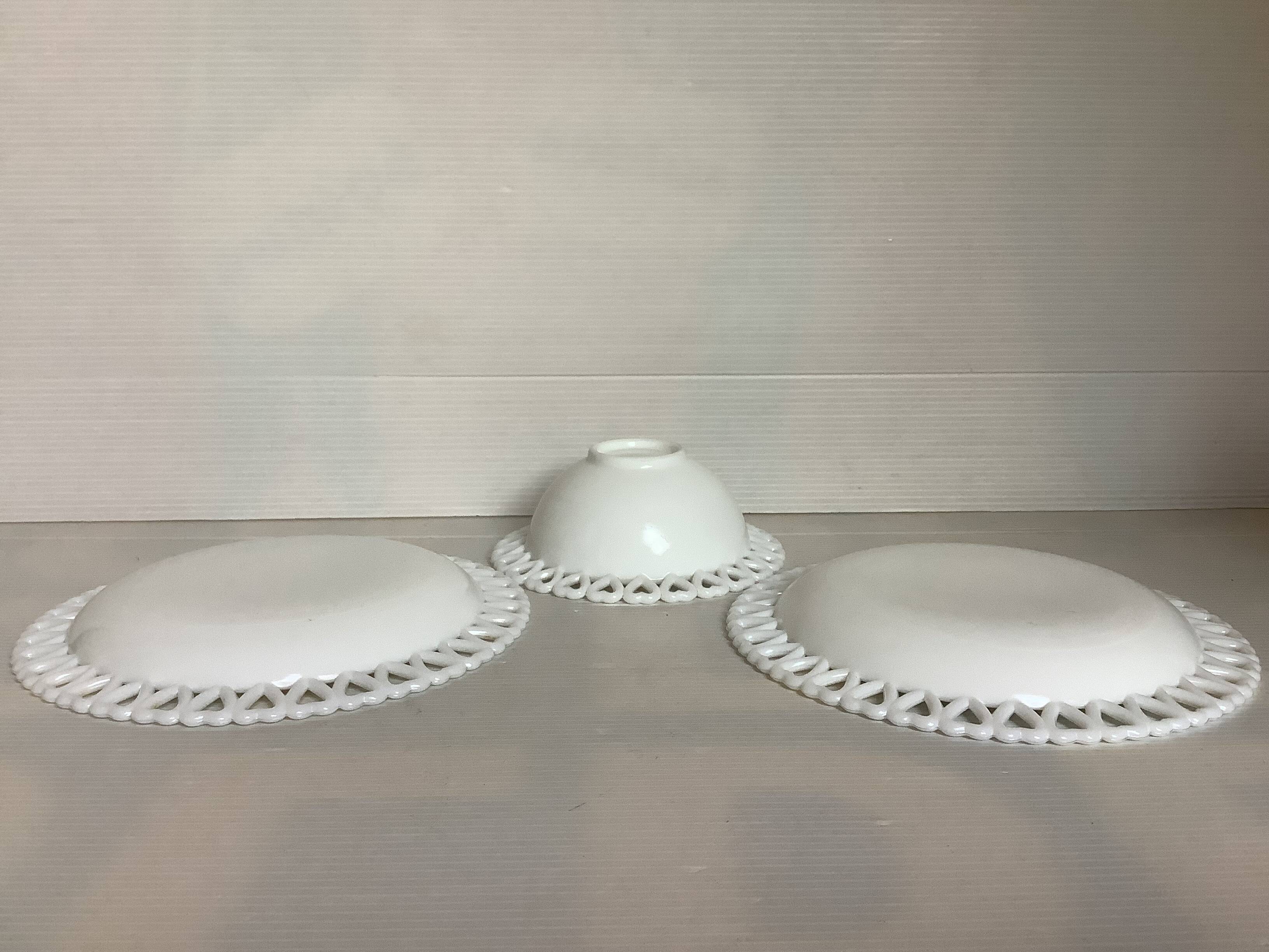 Opaline trio plate and heart bowl