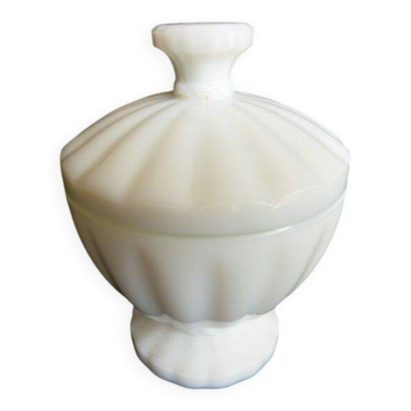 Sucrier vintage en verre blanc épais