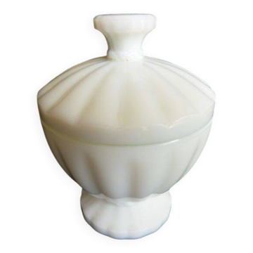 Chic vintage sugar bowl in thick white glass