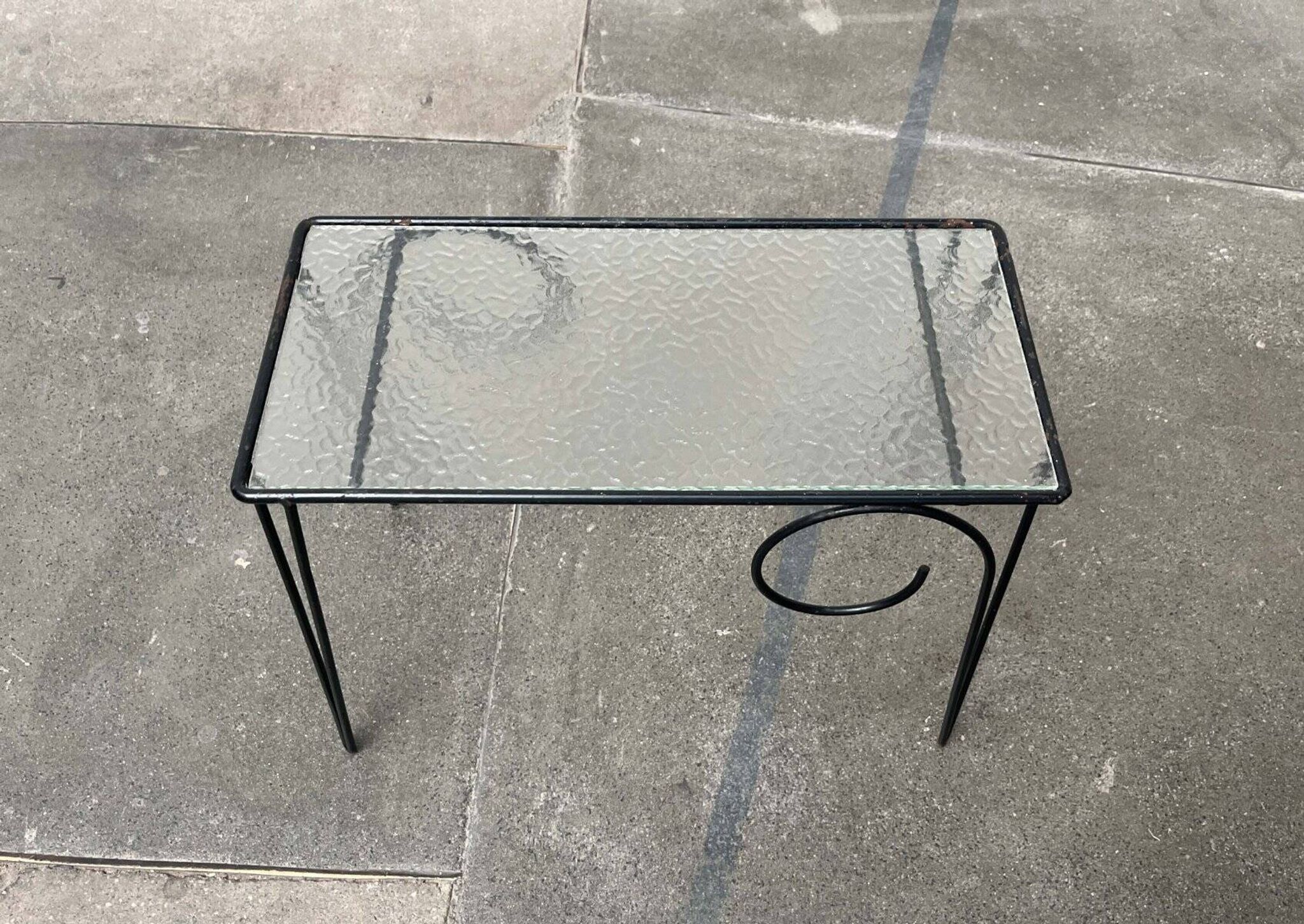 1960s Danish style glass side table String, mid-century.