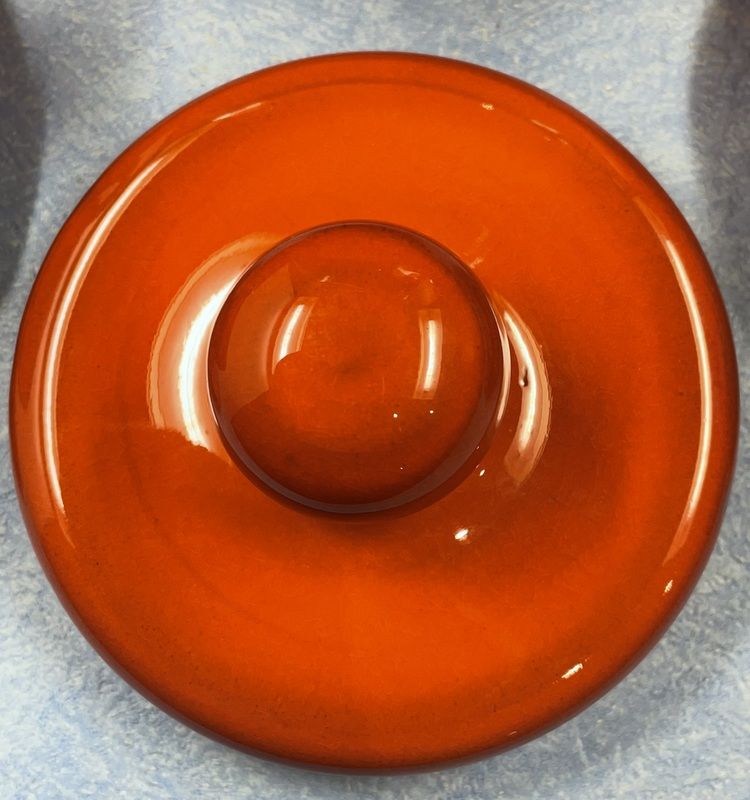 Details on Orange Tea (or Coffee) Service, Vintage 1970" Vallauris? signed B. Aoustin design