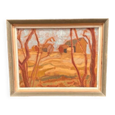 Original Swedish Oil on Panel – "Autumn Landscape" – Signed – Vintage and Framed – 46 × 36 cm (18.1" × 14.2")