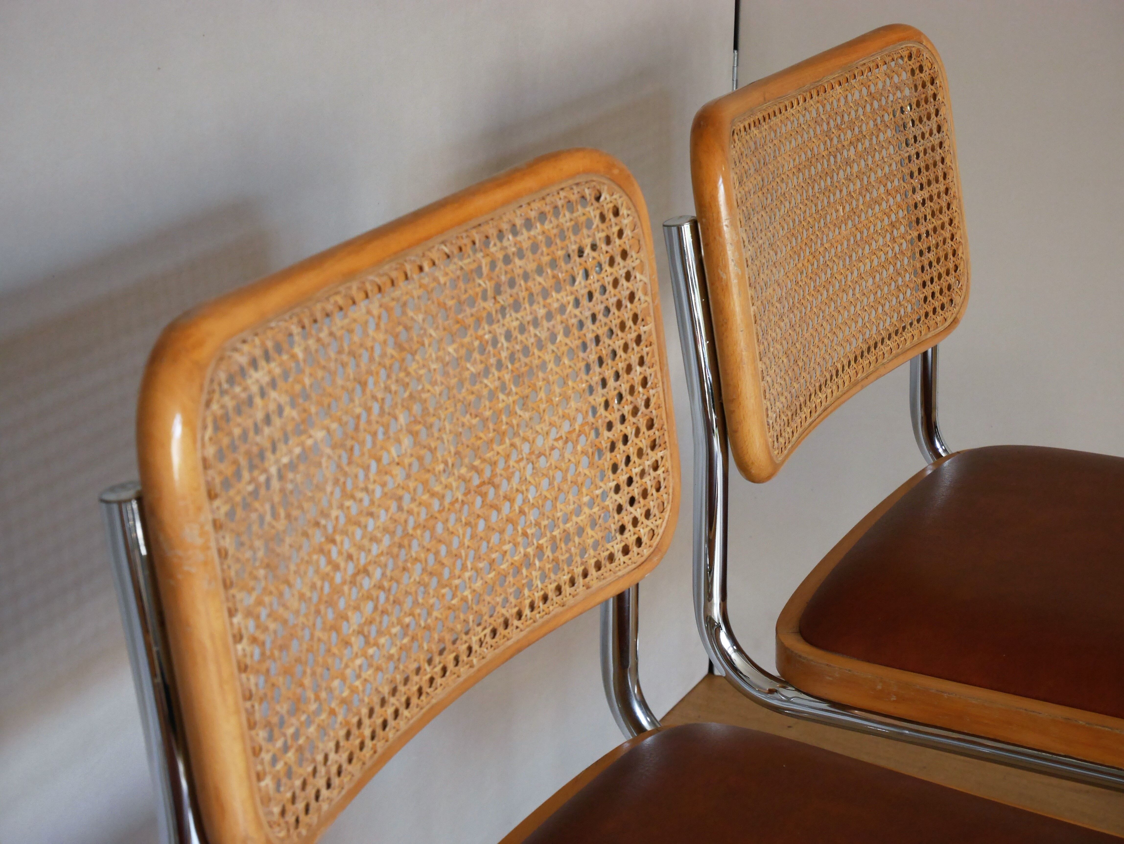 4 chaises Cesca B32 de Marcel Breuer années 70