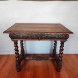 Louis XIII style oak desk table