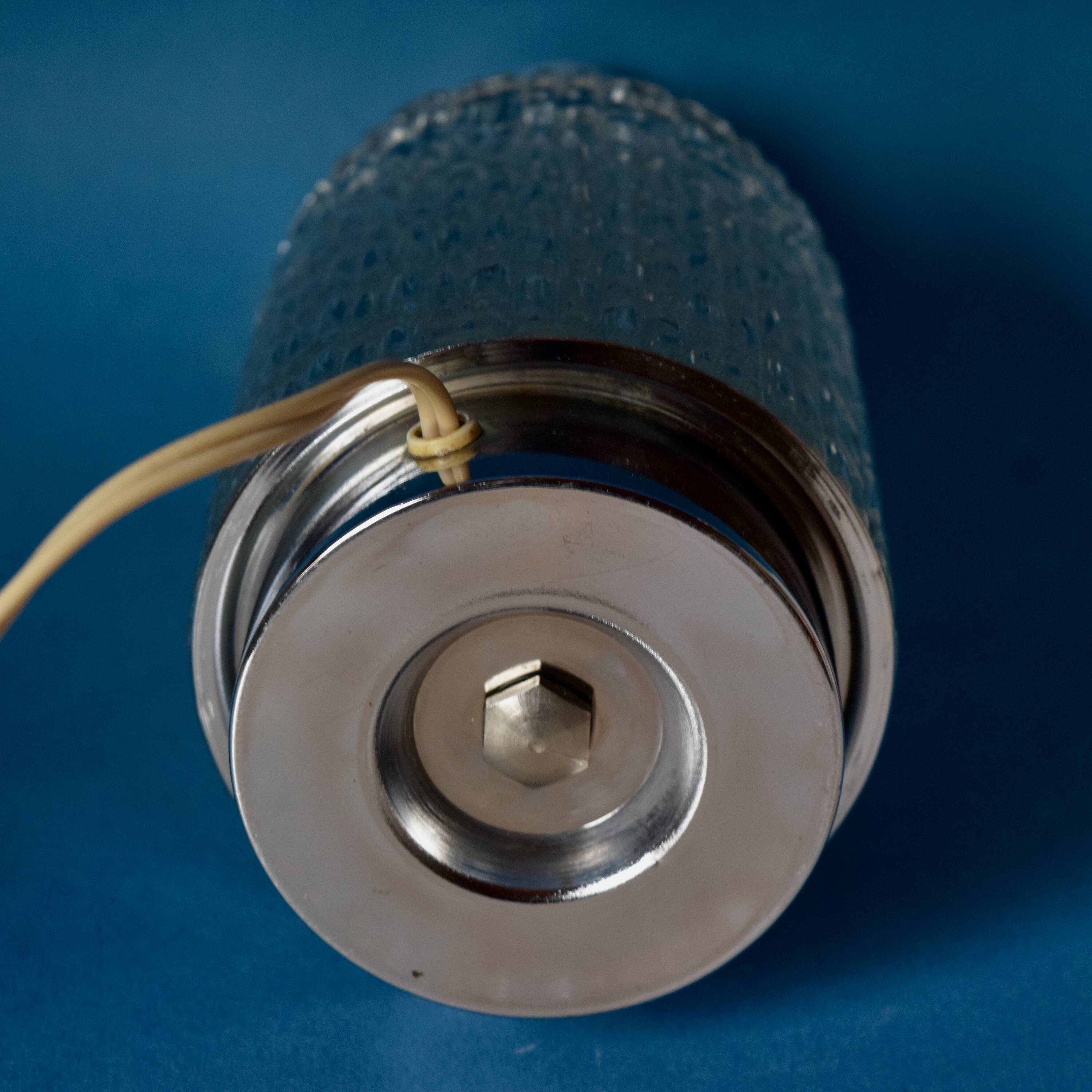 Vintage textured glass and chrome-plated steel lamp base - 1960