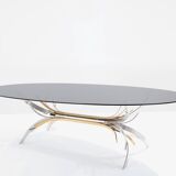 Maria Pergay steel and brass dining table Gerbe 1970