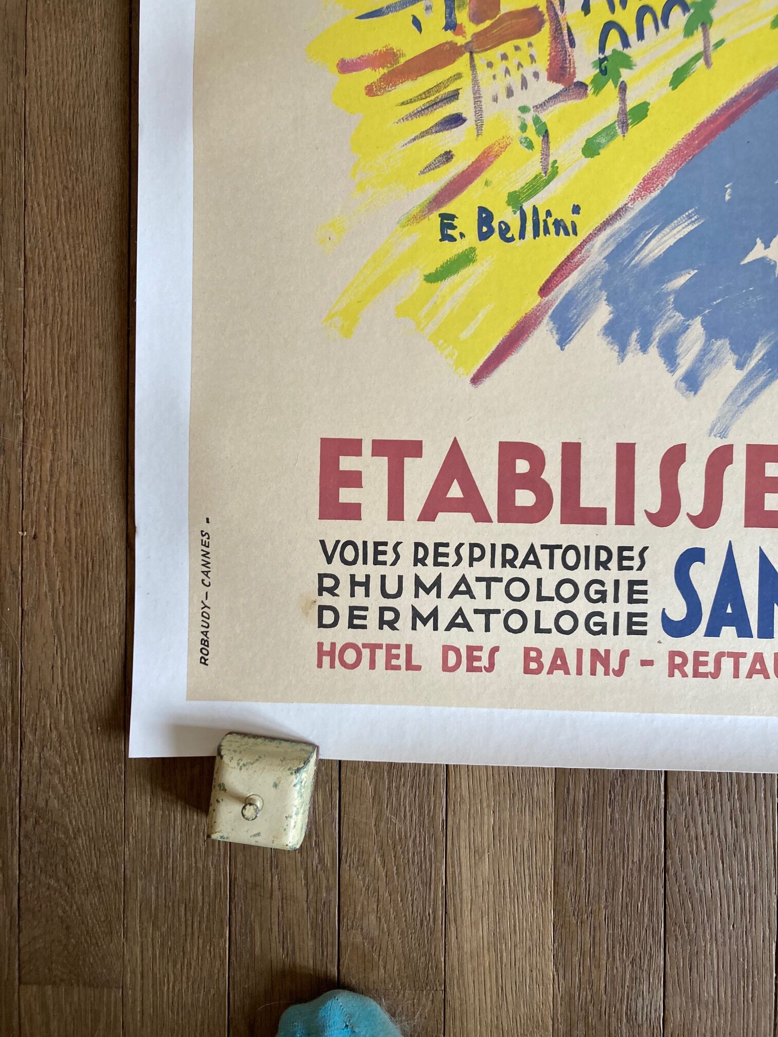 superb poster litho 50 tourism nice thermal 79 x 120 cm canvas of bellini