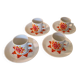 Ensemble à café 4 tasses et soucoupes, porcelaine vintage 1970