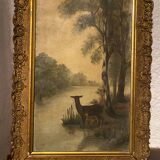 Old oil on canvas “forest scene” signed