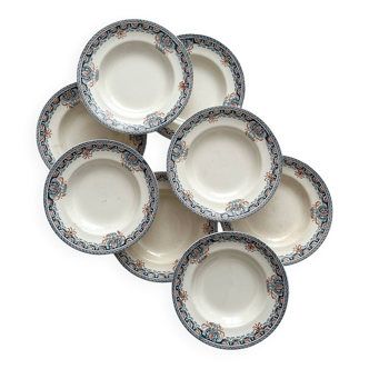 8 assiettes creuses terre de fer « Diderot » Longwy