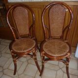 Pair of vintage bamboo rattan chairs