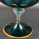 Decorative bowl in blue enamelled and gilded glass, red cabochons – height 32 cm