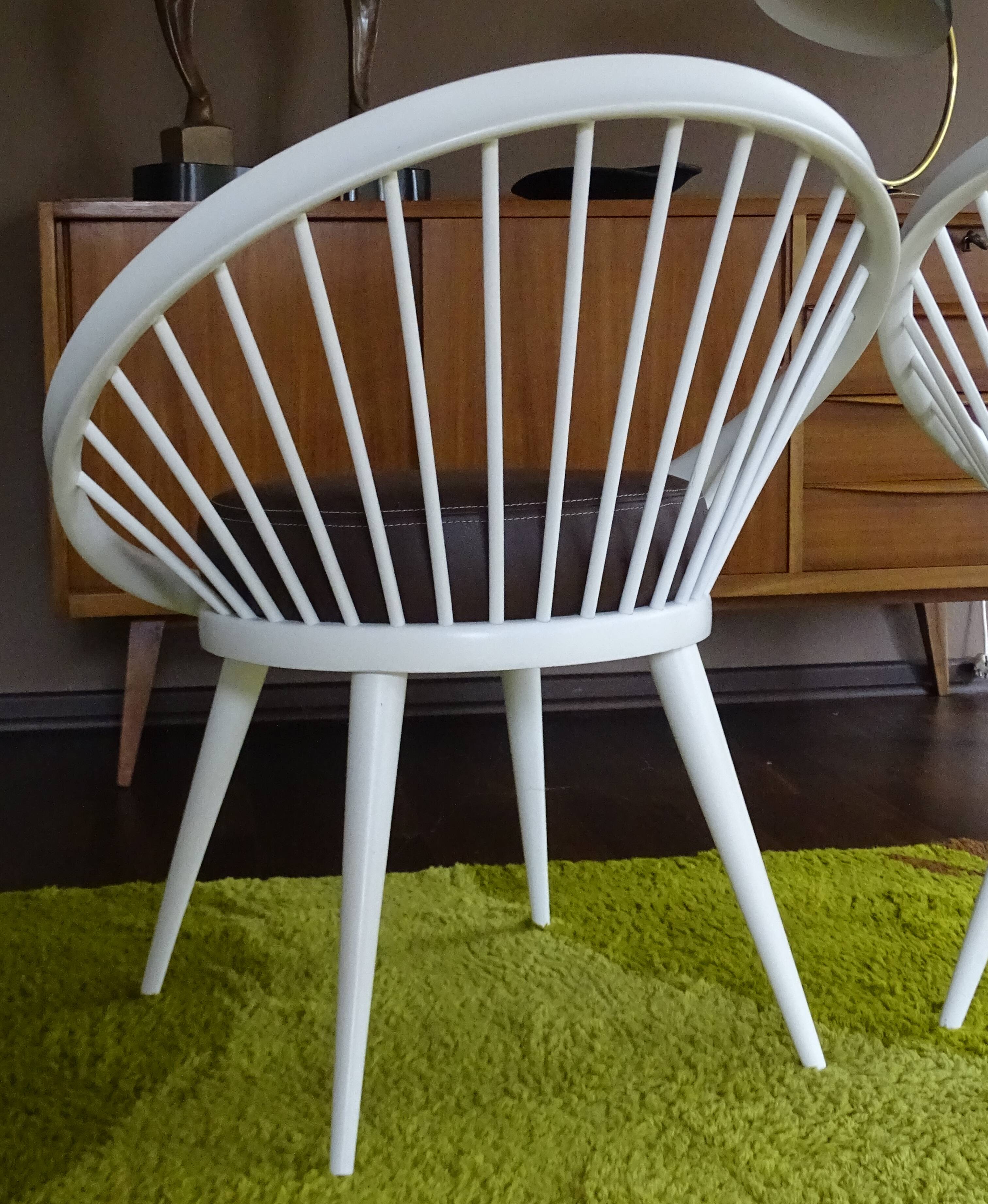 Pair of Scandinavian Design Chairs, 60s, Leather Wood