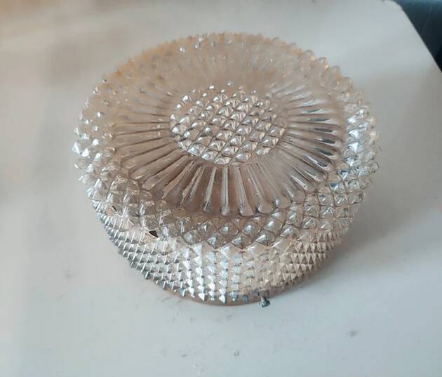 Round ceiling light in the shape of a sun, 1950s glass, vintage.
