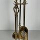 Neoclassical Polished Brass Fire Set with Ring Tools