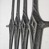 Brutalist wall decoration sculpture from the 1970s in aluminium cast.