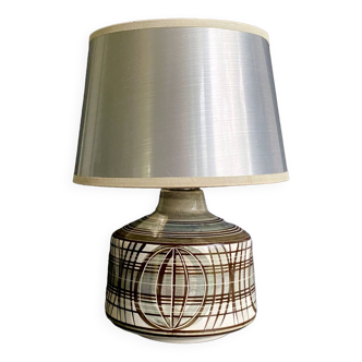 Earthenware lamp, 2m fabric cable, silver lampshade