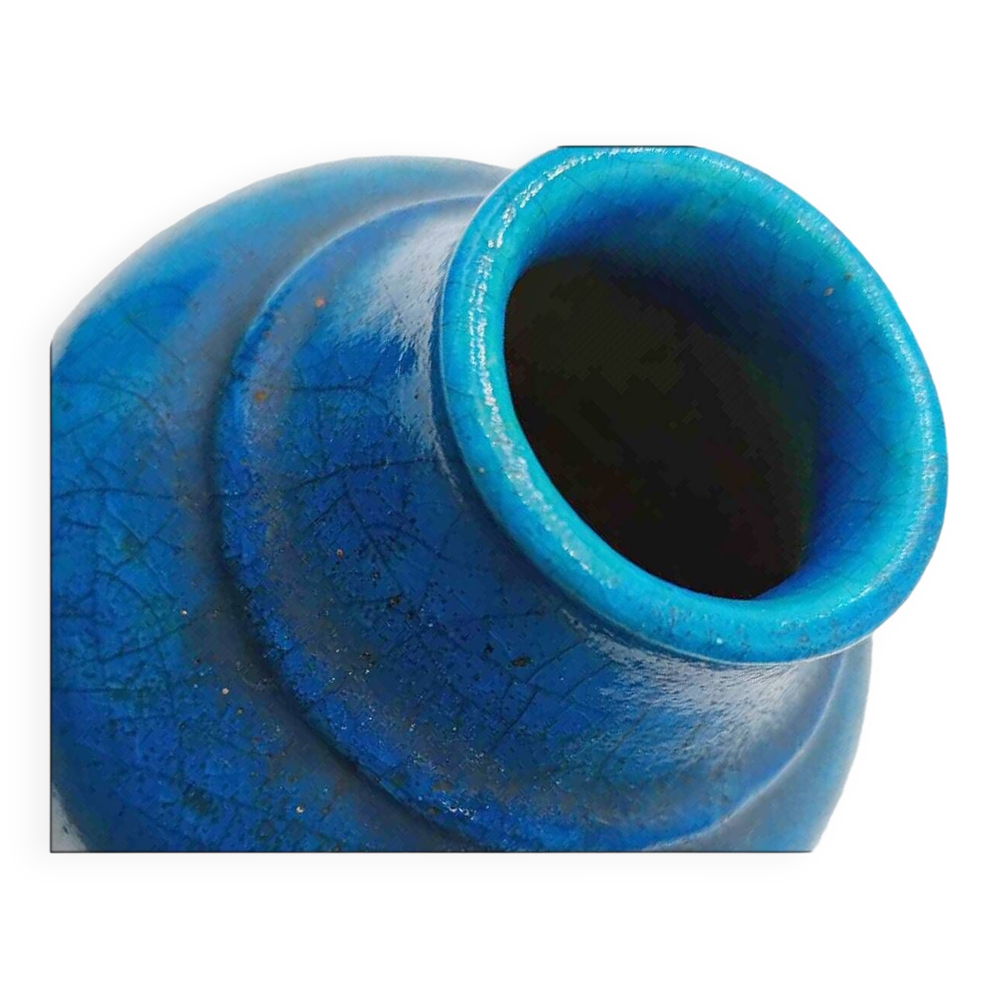 Blue ceramic vase by Edmond Lachenal