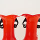 Murano ruby red blown glass vase, with floral decoration with colorful inclusion. Unit