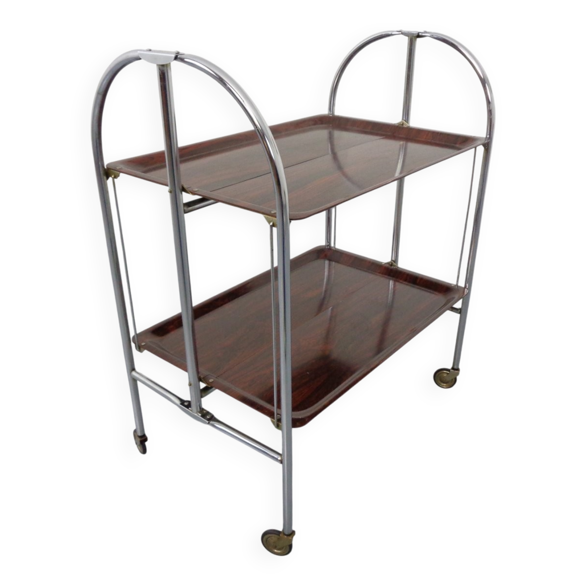 Vintage Optic Rosewood Pressalit Tea Cart, 1970s