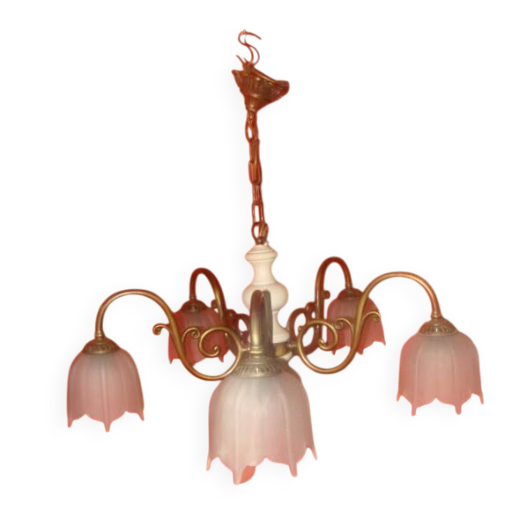 five-armed light chandelier from the 70s/80s era