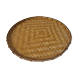 Round rattan tray