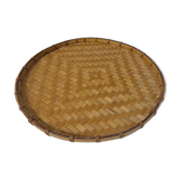 Round rattan tray