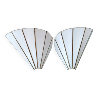 Glass and brass wall lights