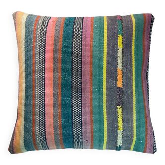 Vintage turkish kilim cushion cover , 60 x 60 cm