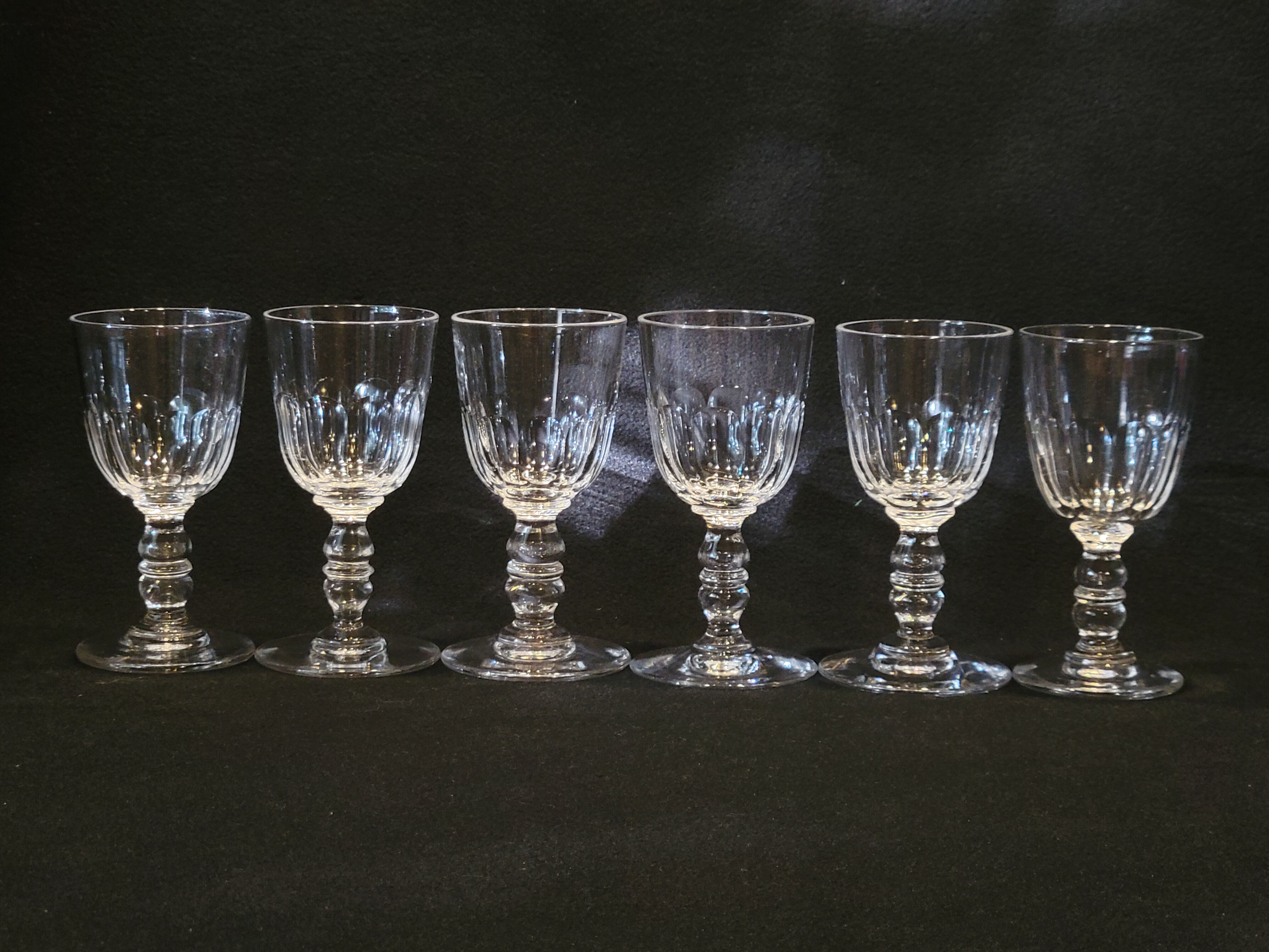 Baccarat model Clermont Côtes Plats Lot 6 Old Glasses A Vin Port Cristal