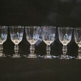 Lot 6 anciens verres a vin porto cristal, Baccarat Modèle Clermont Côtes Plates