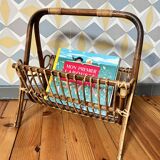 Vintage magazine holders light rattan