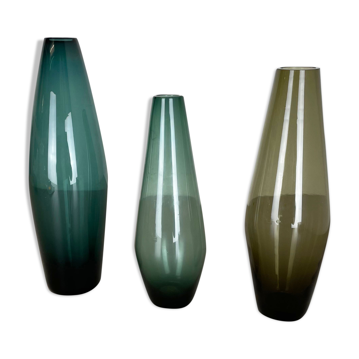 Set of three turmalin vases wilhelm wagenfeld wmf attributed, germany 1960s