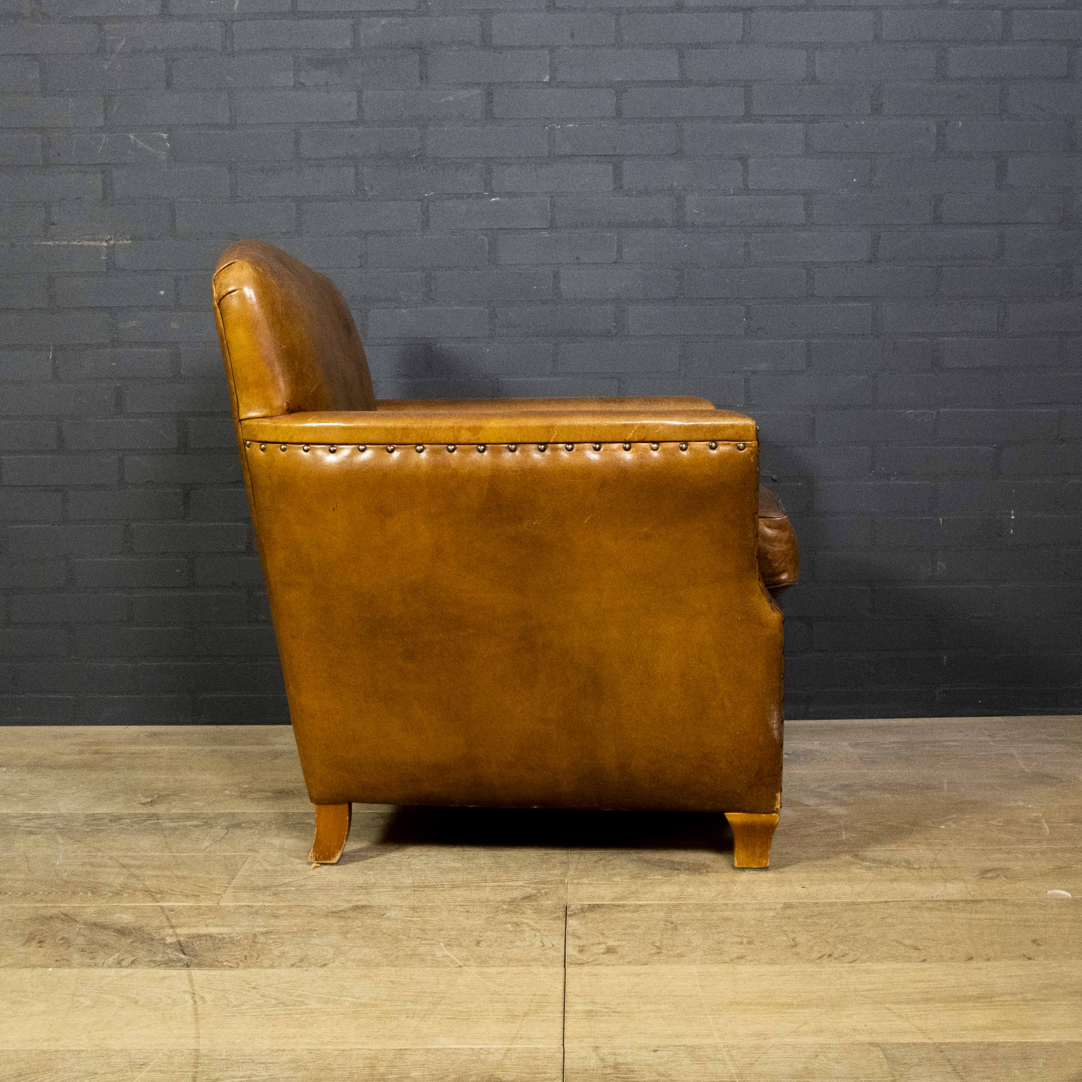 Art Deco club armchair made of Dutch Sheepskin from the 1930s.