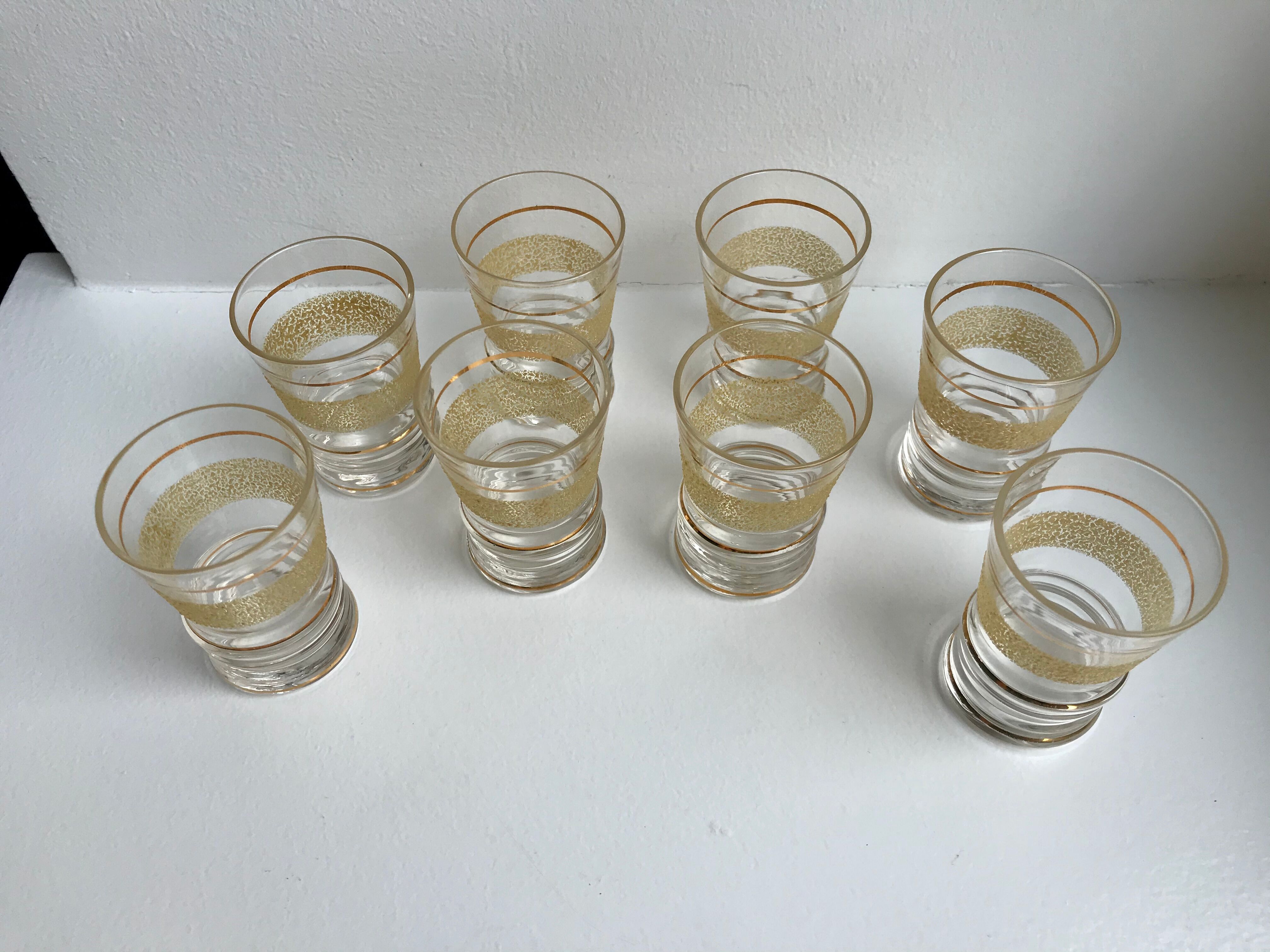 Service à liqueur granité jaune et doré années 50-60