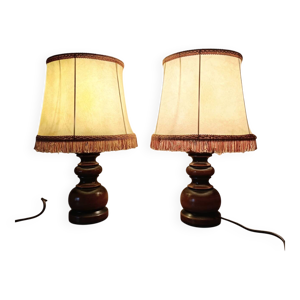 Duo lampes chevet bois,