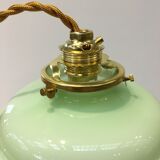 Vintage suspension lamp in green opaline