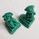 Pair of dog-shaped dog-shaped art deco dogs in green dabbling