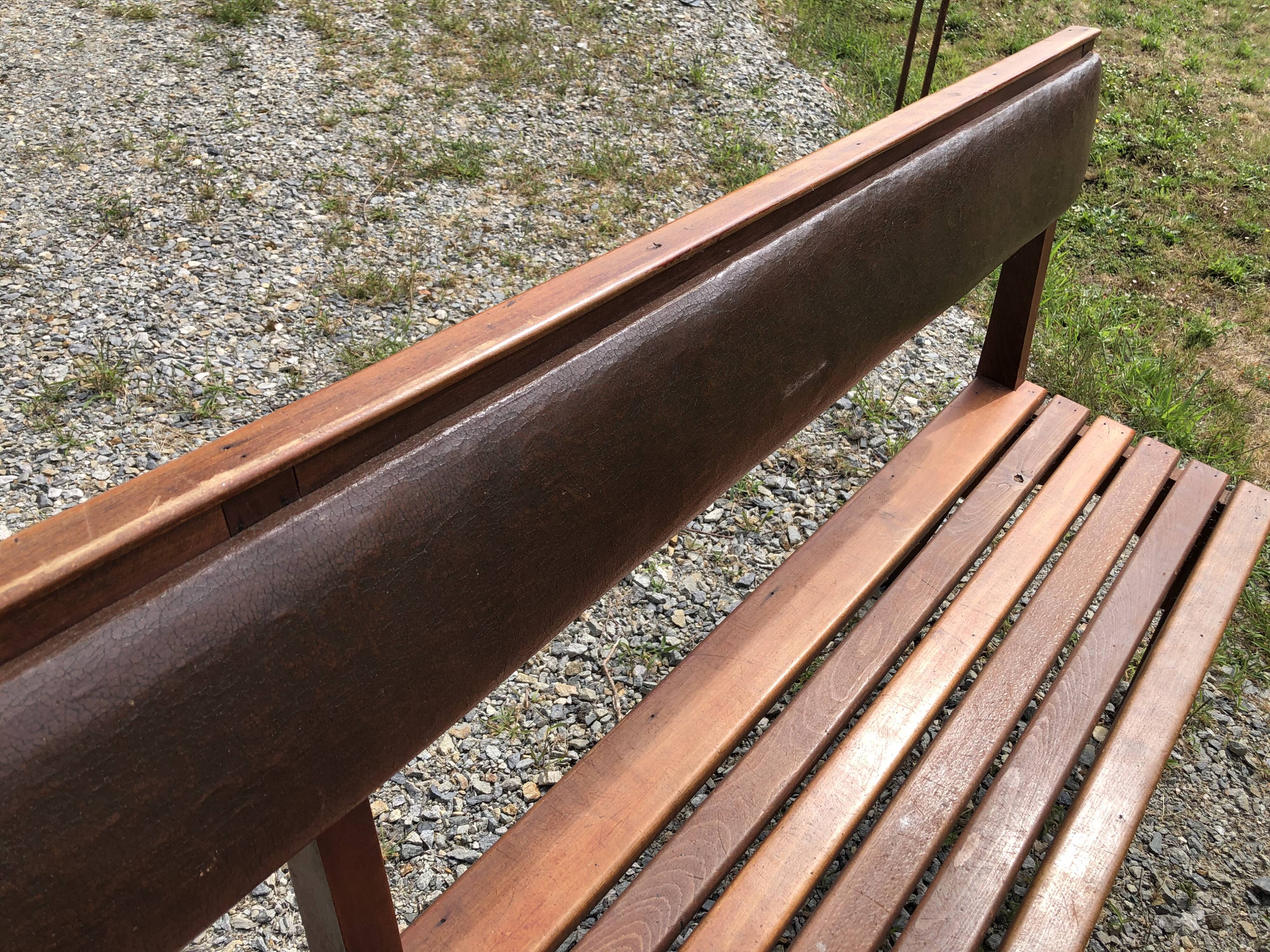 Duo of vintage church benches in solid beech