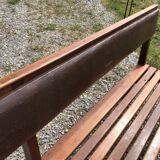 Duo of vintage church benches in solid beech