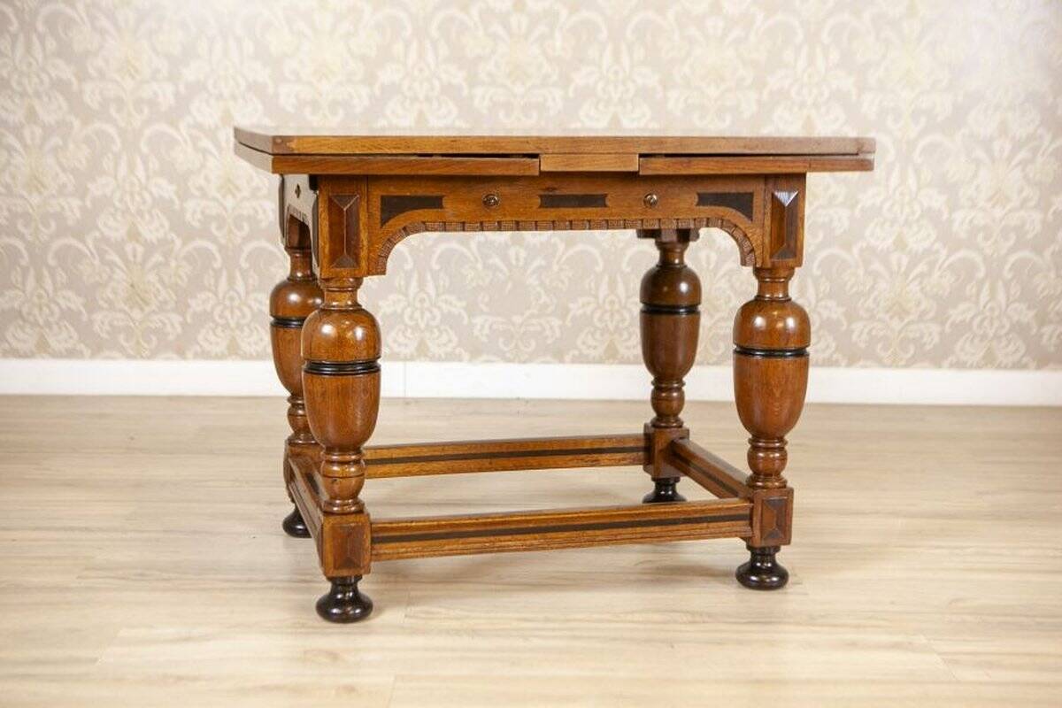 Dutch Extendable Oak Side Table, Late 19th Century