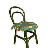 Green rattan wood chairs 1970s