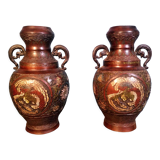 2 Japan XIXth century bronze vases
