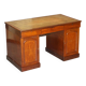 Antique Hardwood Desk with Leather Top and Slanted Drawer